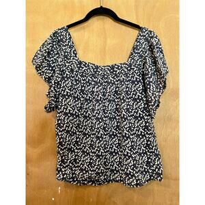 Vince Camuto Floral Flutter Sleeve Top | Square Neck Blouse Size Medium
